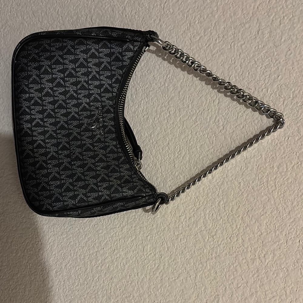 MICHAEL Michael Kors Black Mini Bag with Chain Strap and Textured Design